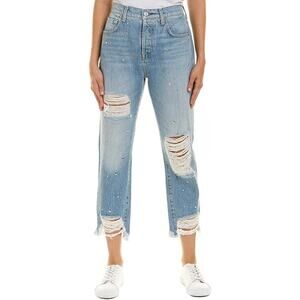 7 For All Mankind Josefina Boyfriend Destory Vintage Wythe Studs Jeans Blue 28